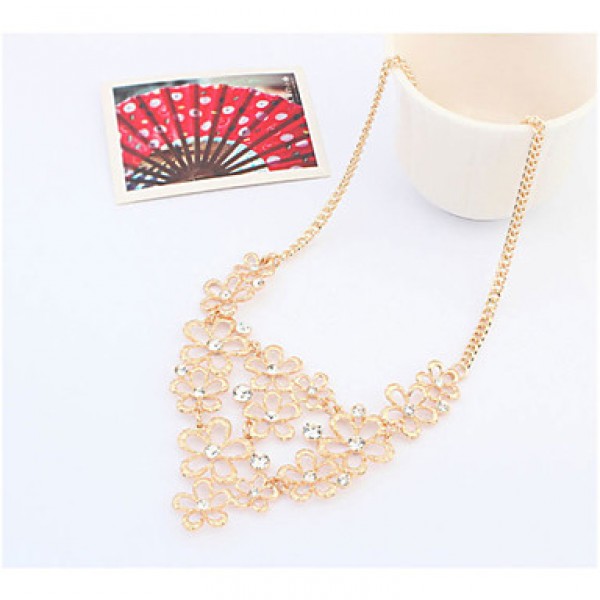 Women Palace Flower Inlay Diamond/Alloy Necklace Earring Sets  