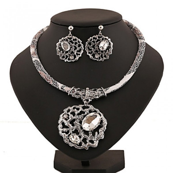 Women Latest Fashion Alloy Rhinestone Imitation Pearl Necklace/Earrings Sets  