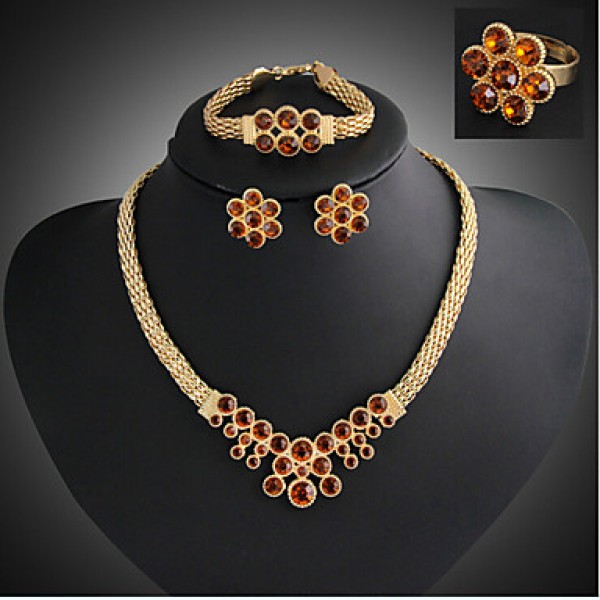 European retro Necklace Earrings Bracelet Ring Set  