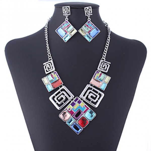 Women Vintage/Cute/Party/Casual Alloy/Gemstone & Crystal/Cubic Zirconia Necklace/Earrings Sets  