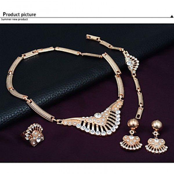 Women Vintage / Party Rose Gold Plated Necklace / Earrings / Bracelet / Ring Sets  