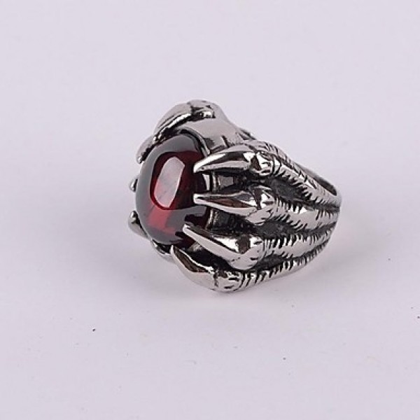 Men's Europe Ruby Devil Talons Titanium Steel Ring