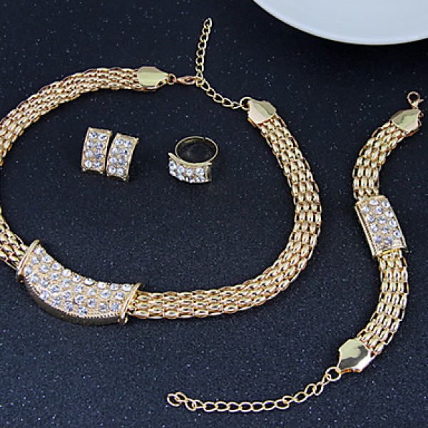 Women Vintage/Cute/Party/Casual Alloy/Gemstone & Crystal/Cubic Zirconia Necklace/Earrings/Bracelet/Ring Sets  