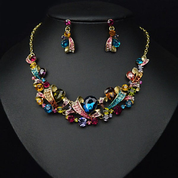 Women Latest Fashion Alloy Rhinestone Imitation Pearl Necklace/Earrings Sets  