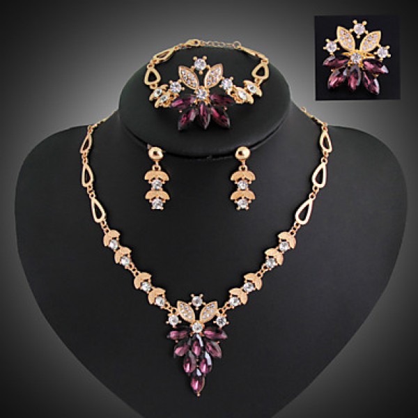 Women Vintage / Party / Casual Alloy / Gemstone & Crystal / Cubic Zirconia Necklace / Earrings / Bracelet / Ring Sets  