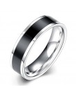 Unisex High Quality Stainless Steel with Black Line in Middle Polished Ring