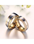 Drill Super Luxury with Zirconium Drill 18 K Gold Titanium Steel Couples Ring