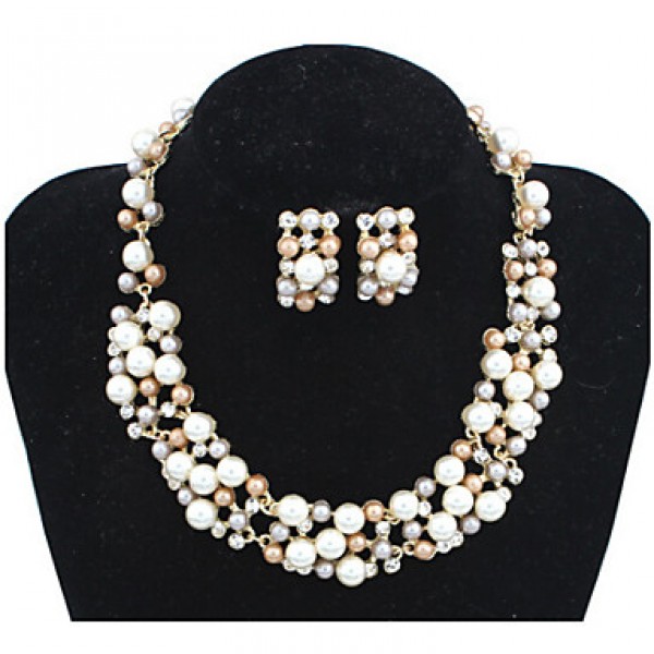 Women Vintage / Party Alloy / Rhinestone / Imitation Pearl Necklace / Earrings Jewelry Sets  