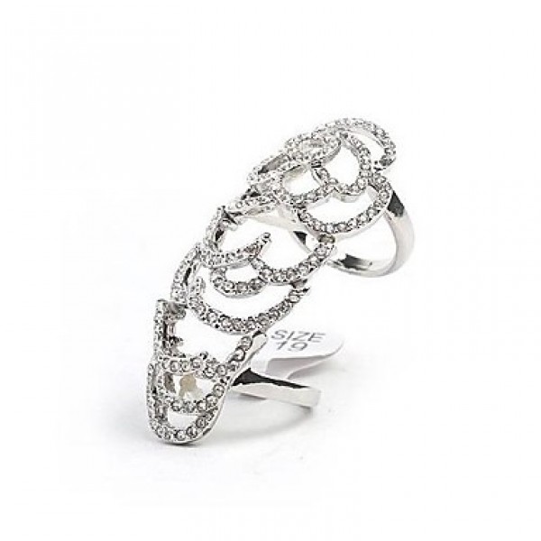  Hollow Out Rose Full Crystals Ring