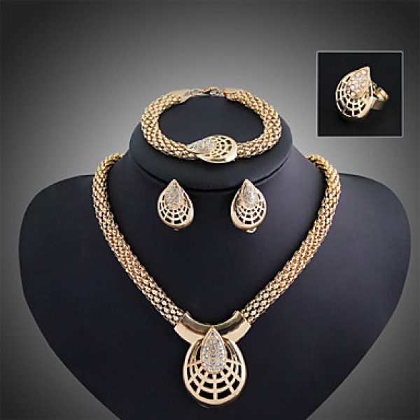 Women Vintage/Cute/Party/Casual Alloy/Gemstone & Crystal/Cubic Zirconia Necklace/Earrings/Bracelet/Ring Sets  