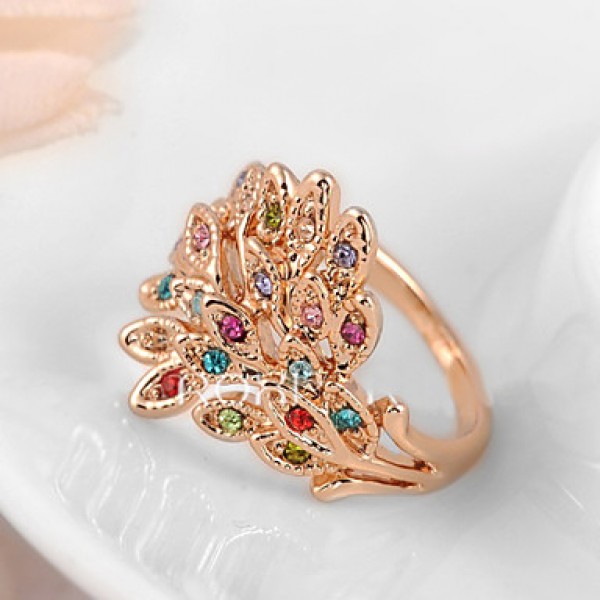  Fashion Colorful Zircon Peacock Statement Rings Wedding/Party/Daily