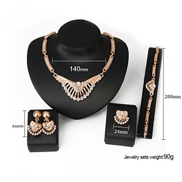 Women Vintage / Party Rose Gold Plated Necklace / Earrings / Bracelet / Ring Sets  