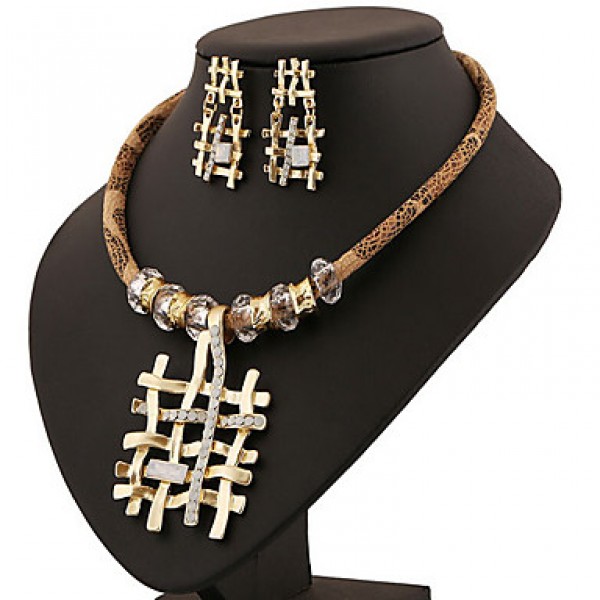 Europe exaggerated retro fashion rattan Pendant Necklace Earrings Set  