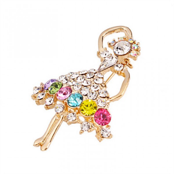  DiamonadeGold Plated Gemstone & Crystal Zirconia Colorful Brooch