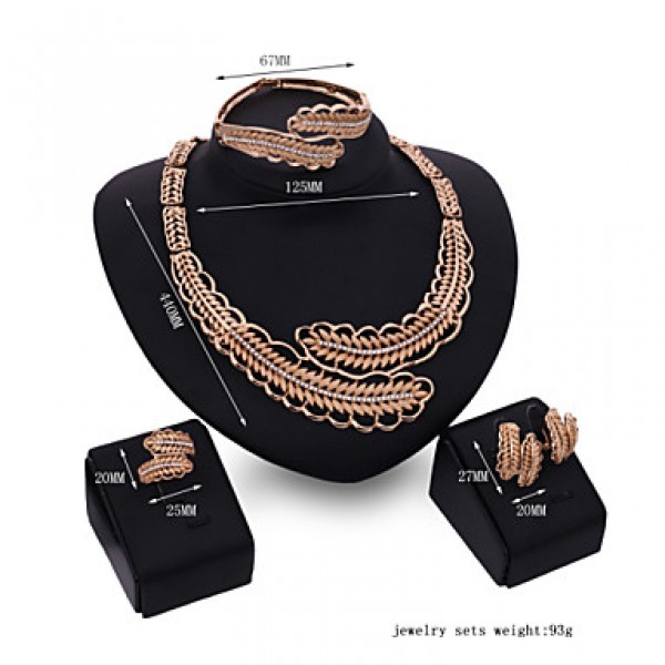 New Women Vintage / Party Gold Plated Necklace / Earrings / Bracelet / Ring Sets  